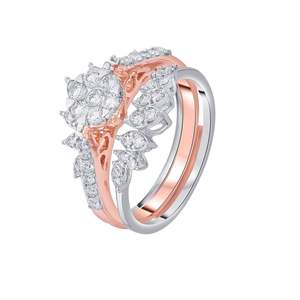 Bague de fiançailles et d'éternité en or de luxe certifiée IGI, avec diamant rond brillant, pour les fêtes - Product Image 5