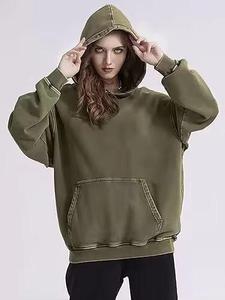 Streetwear personnalisé lavé à l'acide sweat à capuche éponge française plaine poids lourd coton pull vierge surdimensionné sans cordes - Product Image 5