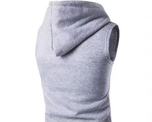 Spring Customized Slim Fit <b>Sleeveless</b> Pullover <b>Hoodie</b> <b>Men</b> Big Pocket Solid Sportswear - Product Image 3