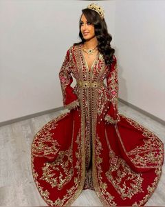 ELEGANT-BEAUTIFUL-EMBROIDERY on <b>RED</b> COLOR of CAFTAN DRESS WITH EMBELLISHED CRYSTAL GLASS BEADS,STONE,DABKA WORK for Wedding=2025 - Product Image 1