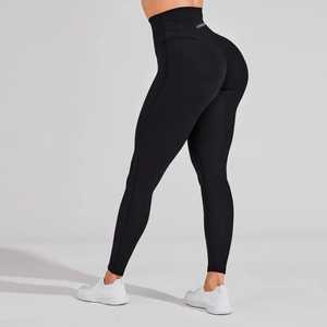 Women's Quick Dry Yoga <b>Leggings</b> High Waist 100% Cotton <b>Silk</b> and Spandex Skinny Fit for Gym Seasonal Knitted Fabric with Logo - Product Image 1