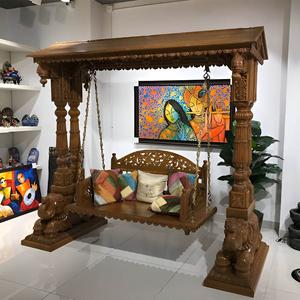 Maharaja Style Big Handcrafted Teak <b>Wood</b> Jhula Living Room Indian High-End Carved Traditional <b>Swing</b> Detachable Customized - Product Image 2