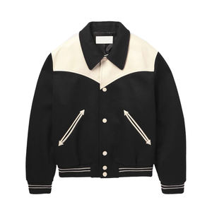 Blouson Bomber Homme Hiver 2026 Tendance avec Logo Personnalisé, Col Montant et Boutons Cachés, en Laine Mélangée de Haute Qualité - Product Image 1