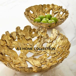 ชามใส่ผลไม้โลหะอลูมิเนียมงานแฮนด์เมดดีไซน์เนอร์เคลือบทอง2คู่ใช้เทคนิคปรับแต่งได้ - Product Image 1