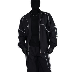 Veste à séchage rapide en coton 100% avec bande réfléchissante vintage d'hiver, logo imprimé personnalisé, pantalon à jambes larges, vente en gros - Product Image 4