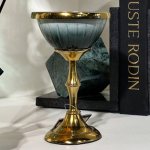 Branch Gold Flower With Gold Metal Base Fancy Decorative <b>Bowl</b> Wooden Natural Finished Fruit <b>Bowl</b> Metal - Product Image 5