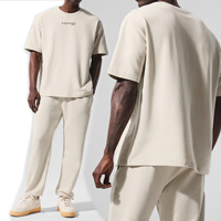 Conjunto Casual de Verano de 2 Piezas para Hombre PERFECT INDUSTRY, Transpirable, 100% Algodón, Pantalones Deportivos de Punto y Camiseta con Cuello Redondo