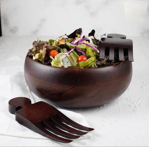 Bol de service en bois écologique, forme ronde, pour mélanger les salades, servir les collations, le popcorn, les fruits, les aliments, au meilleur prix abordable - Product Image 6