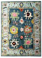 Vintage 8x10 émeraude élégance Oushak tapis noué à la main luxueux gris foncé salon tapis de sol beaux ensembles de tapis
