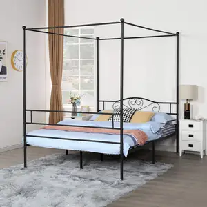 TRIHO THF-1098 kualitas tinggi ukuran ganda logam desain tempat tidur besi kuat Platform tempat tidur kanopi Stainless Steel