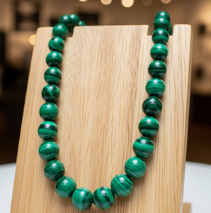 Guérison Naturel Malachite Pierre Perlé Collier Femmes 18 Pouces Tibétain Argent 925 Serrure Noué À La Main Conception À La Mode Cadeau - Product Image 1