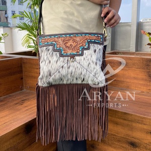 Bolso cruzado de vaquera occidental de cuero hecho a mano para mujer, bolso de hombro Floral de piel de vaca, bolsos de cuero genuino - Product Image 1