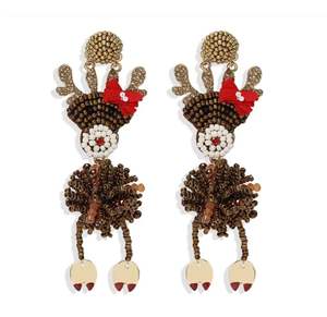 Muñeco de nieve trabajo hecho a mano con cuentas bordado pendientes elegante premium y exclusivo hermosa Moda Para Niña - Product Image 3