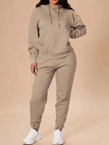 Meilleur survêtement en éponge française Femme Impression bouffante Sweat à capuche respirant zippé et pantalon de survêtement Ensemble Survêtement pour femmes - Product Image 4