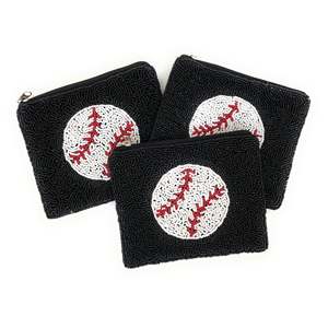 Monedero de Viaje Rectangular Hecho a Mano con Cuentas de Colores, Diseño de Béisbol, Tamaño Personalizado, Moderno y Unisex - Product Image 1
