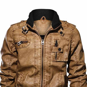 เสื้อแจ็กเก็ตหนังฟอกแฟชั่นแขนยาวสำหรับผู้ชาย, เสื้อแจ็คเก็ตลำลองแฟชั่นแขนยาวคอตั้งและผ้าแคนวาสสไตล์พังก์สำหรับฤดูหนาว - Product Image 2