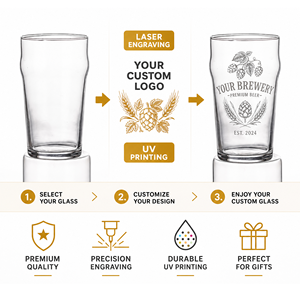 Vasos de Cerveza de Vidrio de 12oz, 14oz y 16oz con Diseño Clásico y Logotipo Personalizado, Venta al Por Mayor de Vasos para Beber, Vasos de Cerveza en Oferta - Product Image 6