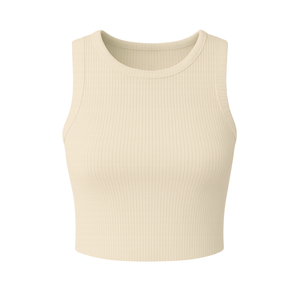 Top Corto de Punto Acanalado de Color Sólido para Mujer, Chaleco Corto de Algodón Elástico Suave, Top Informal Minimalista sin Mangas, Suministro Directo de Fábrica - Product Image 1