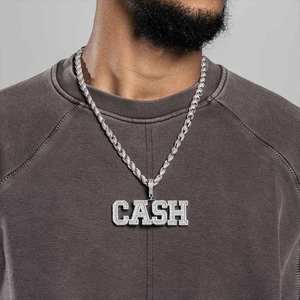 Más vendido Iced Out 925 Sterling Silver Leb Grown Letter colgante hombres Hip Hop joyería diseño personalizado nombre inicial colgante - Product Image 3