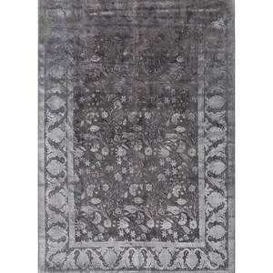 Alfombras Azalea de Lana y Seda Anudadas a Mano, Grises y Negras con Patrones Florales y Abstractos para el Hogar, Pasillo, Dormitorio y Sala de Estar -Pae-6144 - Product Image 1