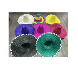 制造价格成人促销手工草帽狂欢节活动派对用品竹编织墨西哥帽