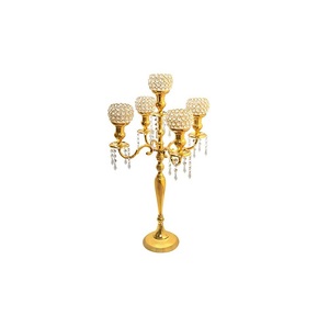 Candélabres de sol dorés à 5 bras grands bougeoirs en cristal centres de table pour tables de mariage dîner événements de noël - Product Image 3
