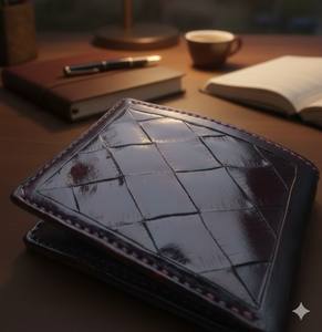 Anwar Enterprises - Cartera de Cuero Genuino con Bloqueo RFID para Tarjetas de Crédito, Grabada, de Cuero Curtido Vegetal, con Cierre Abierto de 4 Pulgadas - Product Image 5