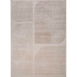Alfombra Rectangular Abstracta de Lana y Seda de Bambú Tejida a Mano UnfoldBy Kavi Ivory de 10 mm para Sala de Estar, Pasillo y Hogar - Product Image 1