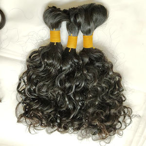 Raw Indian Virgin Remy Single Donor Machine Paquete de cabello sin procesar de doble trama Extensiones de cabello de templo alineado con cutícula rizada - Product Image 1