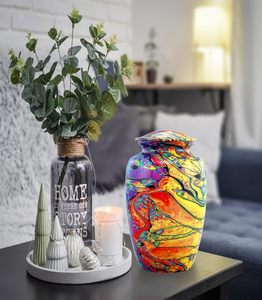 Cremation Urn for Ashes Handcrafted Tie Dye Urn Funeral and <b>Memorial</b> Cremation Urn for Human Ashes with Velvet Bag Large - Product Image 3