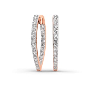 Grand <b>Round</b> Lab Grown Diamond Hoop Earrings 2 Ct Tw F-G Color VS Clarity 14K Solid Gold Red <b>Carpet</b> Worthy Full Pave Shine - Product Image 1