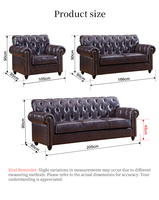 Canapé Chesterfield britannique vintage 3 places en cuir véritable de qualité supérieure avec design capitonné et clous décoratifs pour hôtels et villas