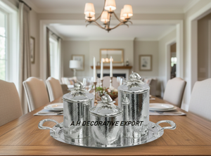 Premium Decorative Silver Stainless Steel <b>Canister</b> Tray <b>Set</b> for Kitchen Food Storage Eco-Friendly Design Freshness Preservation - Product Image 4