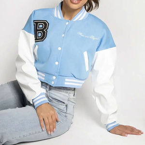 New Arrival Long <b>Sleeve</b> <b>Short</b> Length Casual Wear <b>Women</b> Crop Varsity <b>Jacket</b> Top Trending Custom Color <b>Women</b> Letterman <b>Jacket</b> - Product Image 4