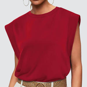 Chemise sans manches pour femmes, coton premium 180 GSM, élasthanne, tissu lisse et doux, couleur unie, impression de logo personnalisé, chemises en coton pour femmes - Product Image 6