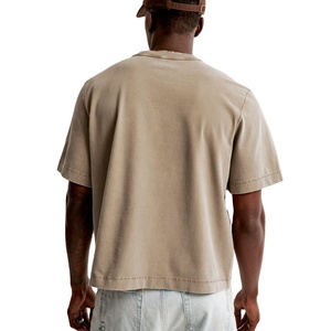 Hot selling Men Crop Length Boxy fit T-shirt 100% Cotton Streetwear Oversized <b>Tshirt</b> for Men Custom Blank Logo T Shirt for Men - Product Image 5