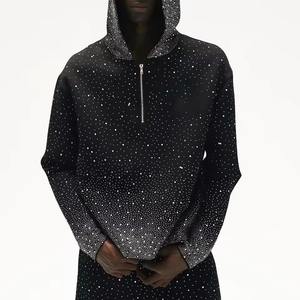 Custom Full Zip up Embroidery Print Graphic Men <b>Hoodies</b> Oversize Heavyweight Sweatshirts <b>Rhinestone</b> <b>Hoodies</b> With Pant - Product Image 2