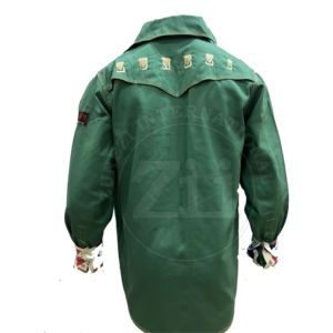 Chemise de soudeur à manches longues pour homme, 100% coton, 9 oz, résistante aux flammes, réfléchissante Cat2, verte, triple couture, résistance à la chaleur 300-500°C - Product Image 2