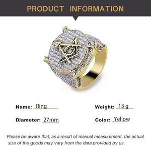 925 Sterling <b>Silver</b> Dense Set Moissanite <b>Ring</b> for <b>Men</b> Freemasonry Hip-Hop Style Diamond <b>Ring</b> - Product Image 2