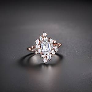 เครื่องประดับเพชรเม็ดเล็กสีโรสโกลด์14K ประดับเพชรเทียมแบบก้านแยกสำหรับงานแต่งงานงานแลป - Product Image 5