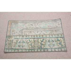 Alfombra Turca Pequeña, Alfombra Vintage de 1.6x2.6 pies, Alfombra de Lana Azul - Product Image 3