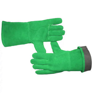 ถุงมือหนังวัวแท้สำหรับงานหนัก ถุงมือป้องกันความร้อนสำหรับงานอุตสาหกรรม เชื่อม ทำอาหาร อบ ย่าง บาร์บีคิว - Product Image 2