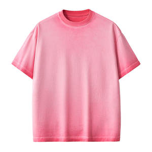 T-shirt vintage personnalisé délavé à l'acide pour homme, 220 grammes, motif uni, logo frontal, style streetwear vieilli - Product Image 3