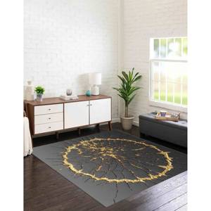 Alfombras Negras y Doradas, Alfombra para Bodas, Alfombra Kintsugi 3D, Alfombras de Lujo, Alfombra de Chenilla - Product Image 1