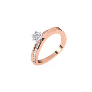 Anillo Solitario Moderno con Diamante Redondo Brillante de 0.38 Ct Cultivado en Laboratorio |   En oro amarillo, blanco y rosa de 9 quilates - Product Image 1