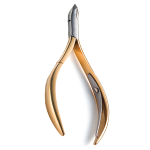 Pince à ongles demi-cuticule dorée durable avec lames tranchantes Pince à ongles à cuticules à motif rond pour la beauté et la pédicure - Product Image 1