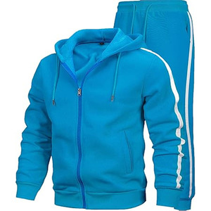 Ensemble de survêtement technique gris pour homme, 69 % coton, 31 % polyester, avec sweat à capuche zippé et pantalon de jogging, conception OEM, par Dress Sports - Product Image 1