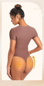 Women's Basic Tight Bodysuit with Round Neck Short Sleeve Jersey Fitted <b>T</b>-<b>Shirt</b> Breathable Crew Thong Bodysuit for Women - Product Image 6