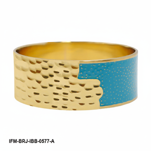 Bracelet jonc en laiton artisanal pour femmes, émail marbré violet et bleu, large, style bohème - Product Image 1