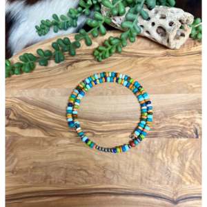 Collier ras du cou en fil de mémoire style Navajo, multi-brins de pierres et perles d'imitation, cadeau - Product Image 1